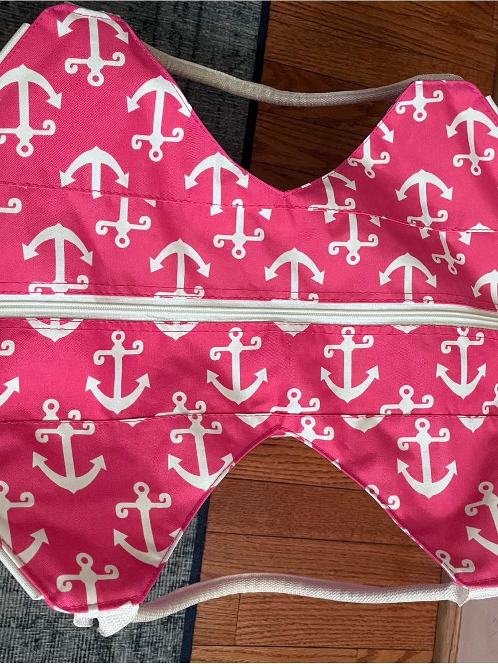 Pink Anchor-Print Weekender Tote Bag, ‘L’ monogram - Picture 8 of 10